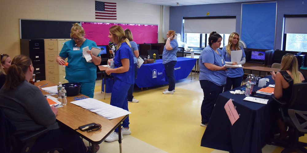 Herkimer BOCES LPN students meeting with organizations during an LPN Career Fair