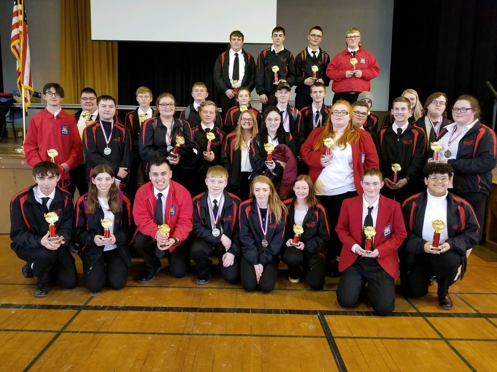 SkillsUSA students posing with their awards