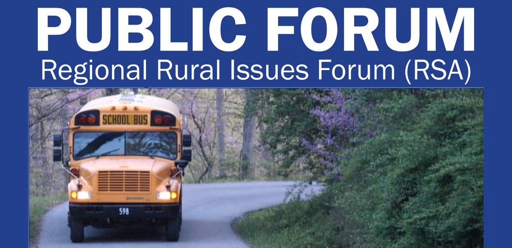 Public Forum Regional Rural Issues Forum image with a bus driving down a road