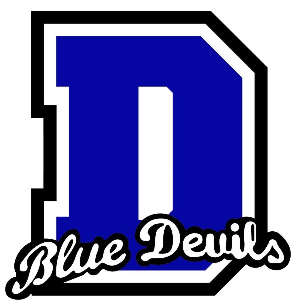 Dolgeville logo with Blue D and the words "Blue Devils"