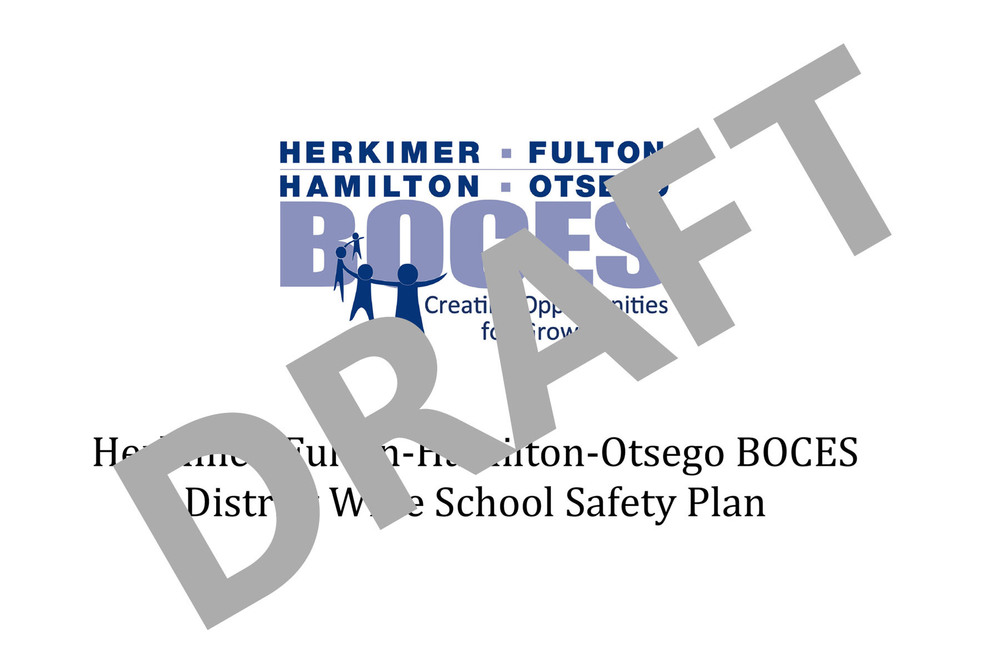 Herkimer BOCES District Wide School Safety Plan cover image with the word DRAFT over it in all caps