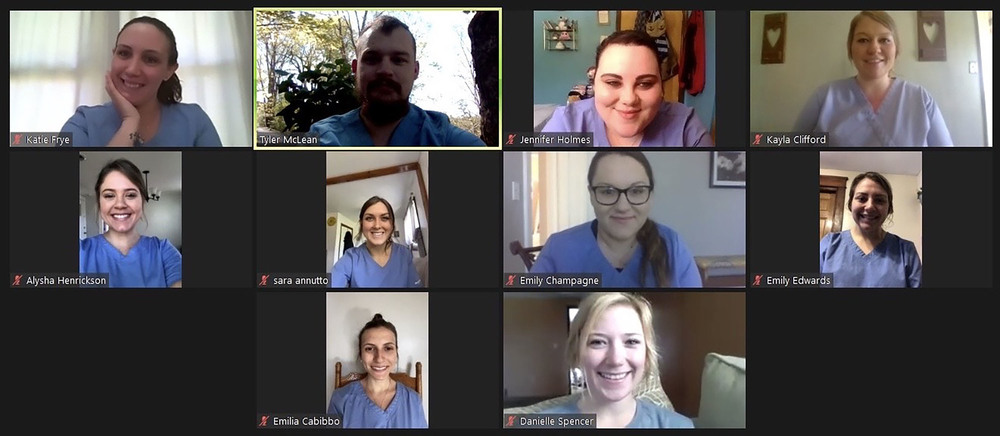 A screenshot of a Zoom call with Herkimer BOCES full-time LPN students