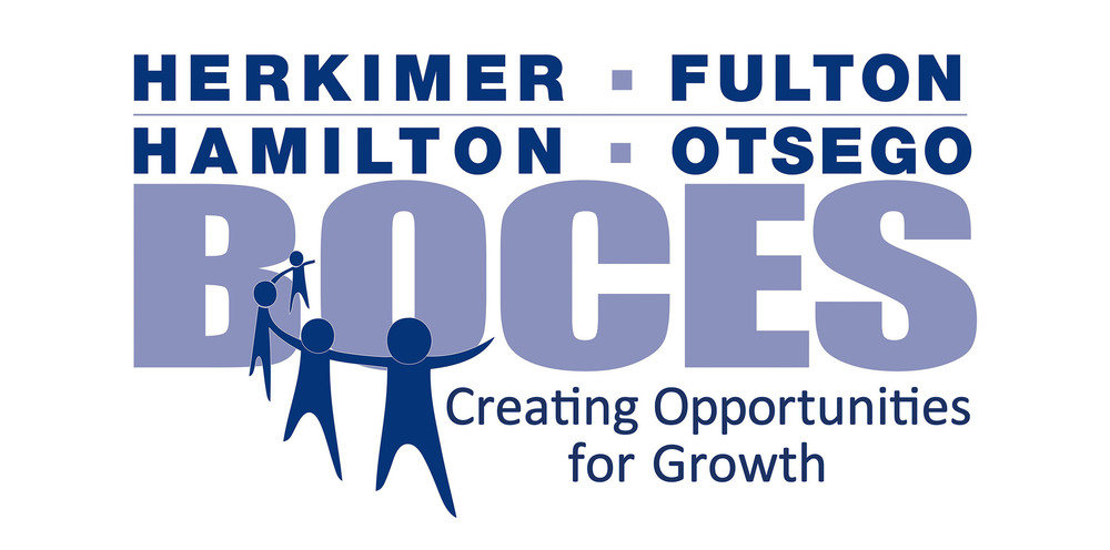 Herkimer BOCES logo in two shades of blue and the slogan creating opportunities for growth