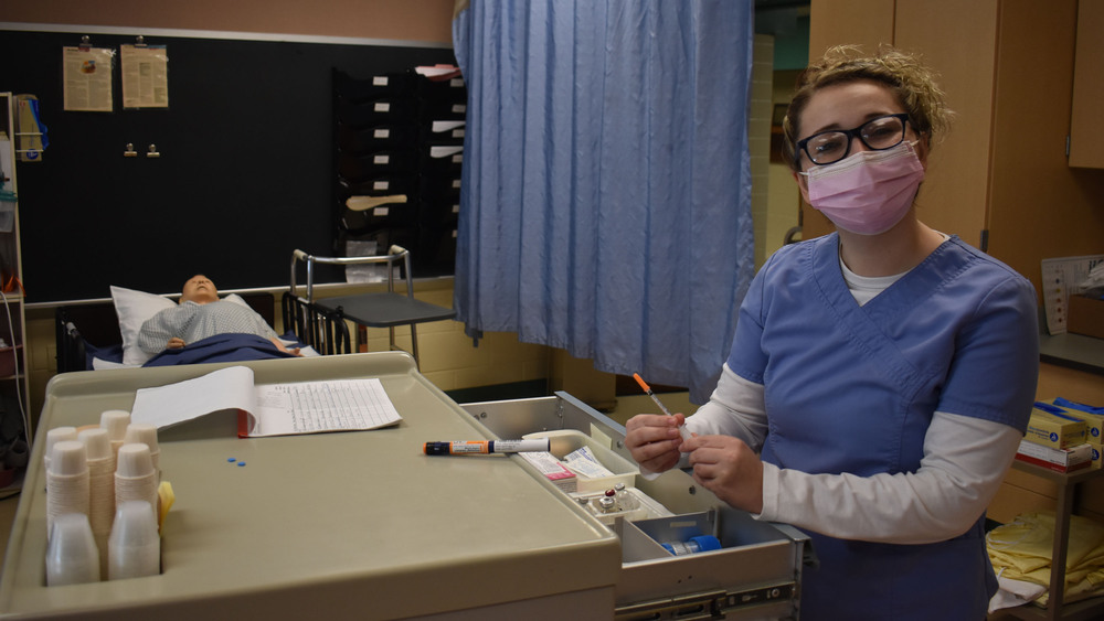 Adult LPN student Sam Jodway in class