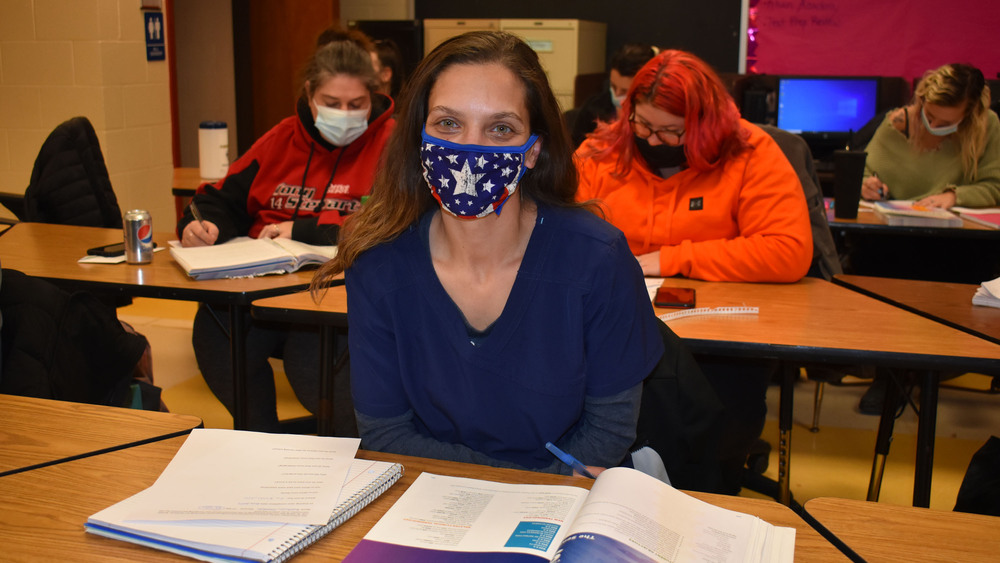 Adult LPN student Kathryn Monroe in class