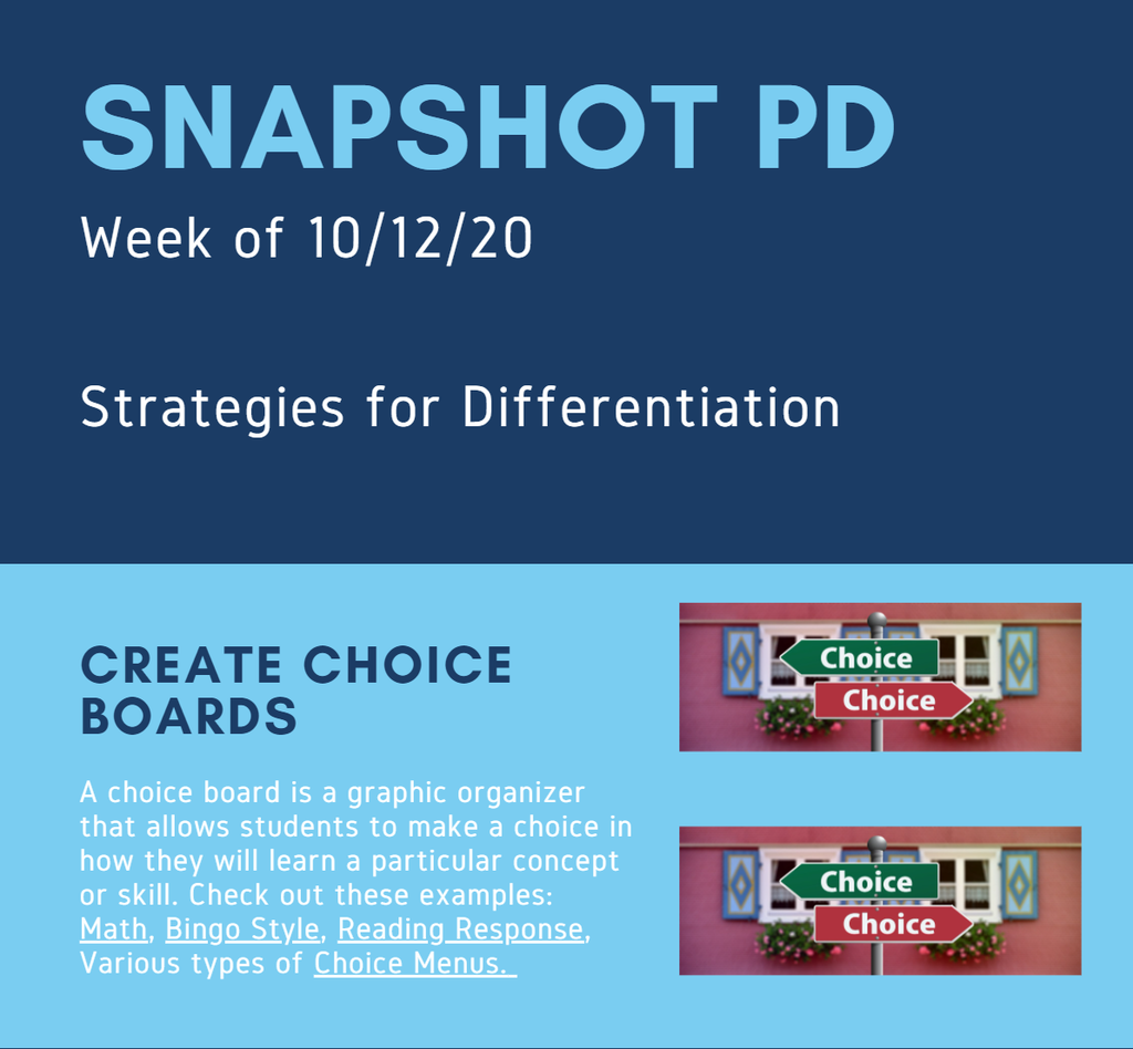 Snapshot PD with infographics and professional development tips
