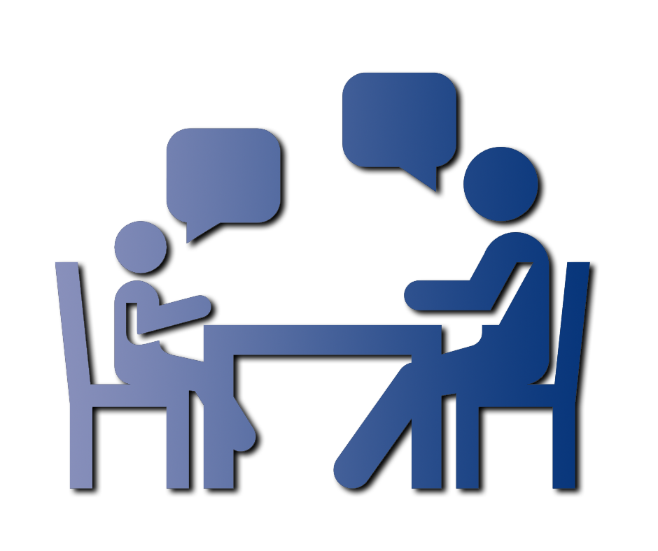 Illustration of a student talking with a school counselor or social worker
