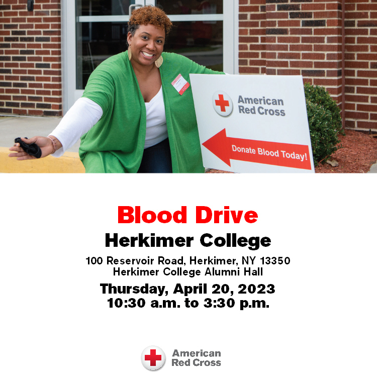 Blood Drive poster with a woman holding a sign