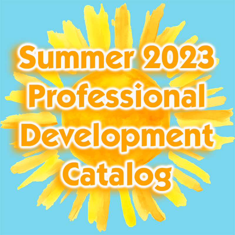 Summer 2023 Professional Development Catalog with sun image in the back