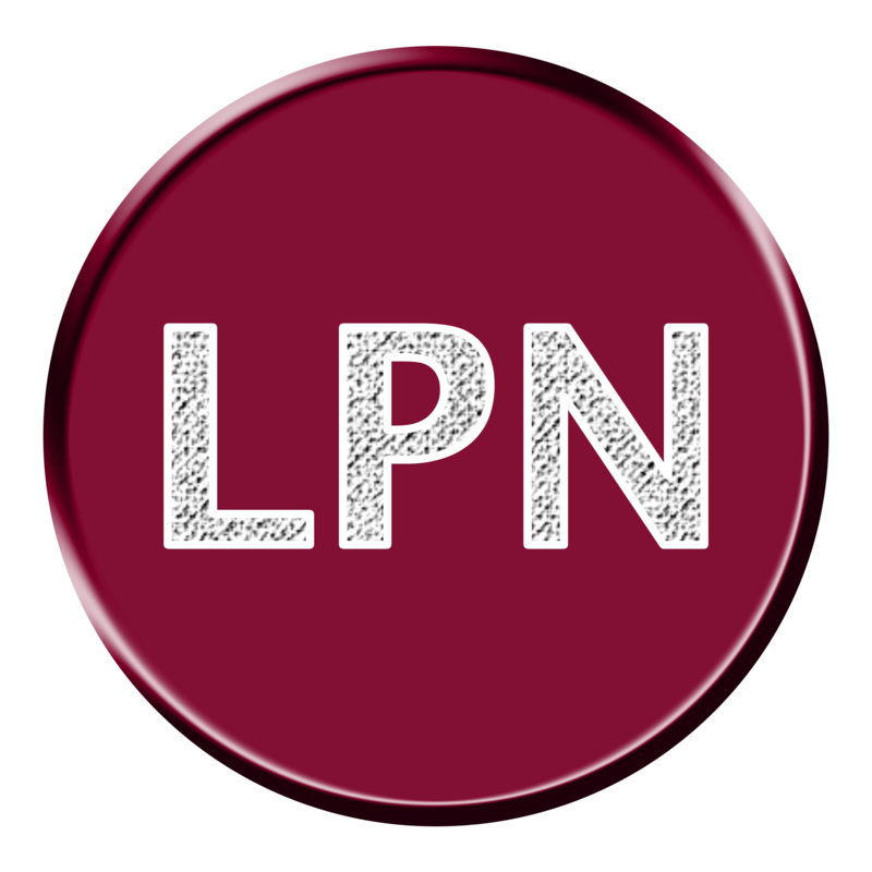 Maroon button with the words LPN in it Maroon button with the words LPN in it